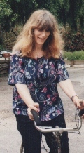 Barbara on her beat-up bike.